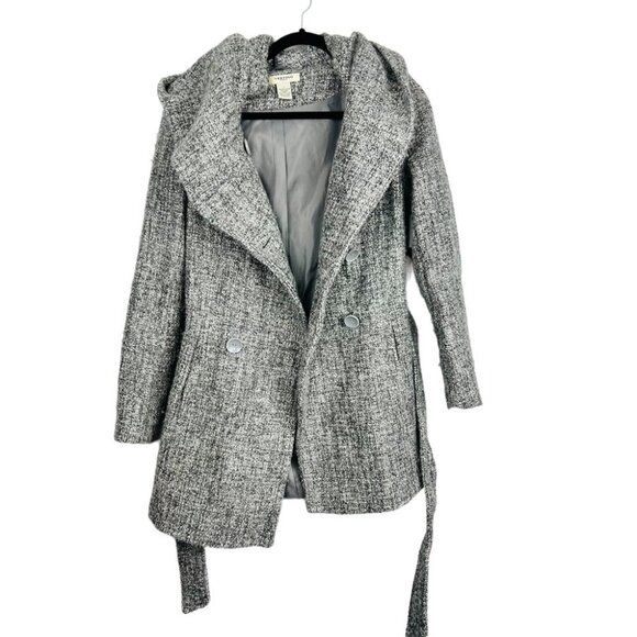 Vertigo Paris Grey Tweed Hooded Wool Blend Pea Coat Women Size S - Picture 8 of 15